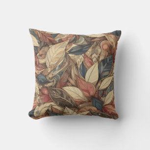 Earth Tone Neutral Abstract Leaves Throw Pillow