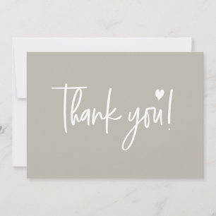 Earth tone neutral Modern script Baby Shower Thank You Card