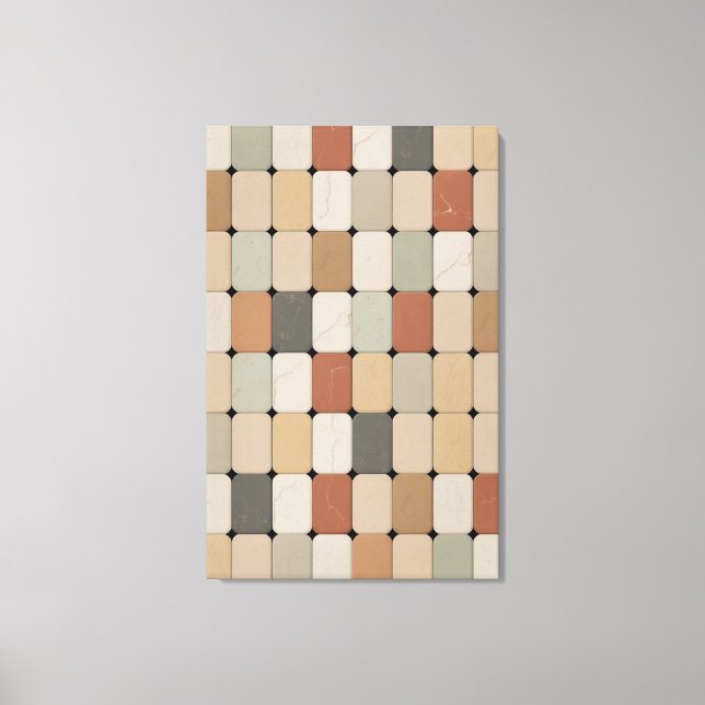 Earth Tone Organic Tile Weave Canvas Print (Front)