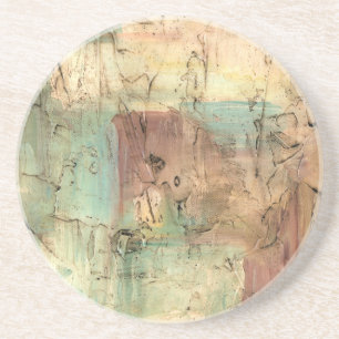 Earth Tone Painting with Cracked Surface Coaster