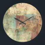 Earth Tone Painting with Cracked Surface Large Clock<br><div class="desc">This imaginative work by Ethan Harper uses earth tones and ragged brush strokes to create the illusion of a cracked surface. The thick paint is heavily layered,  helping the colours mix together. Get your hands on this print today!</div>