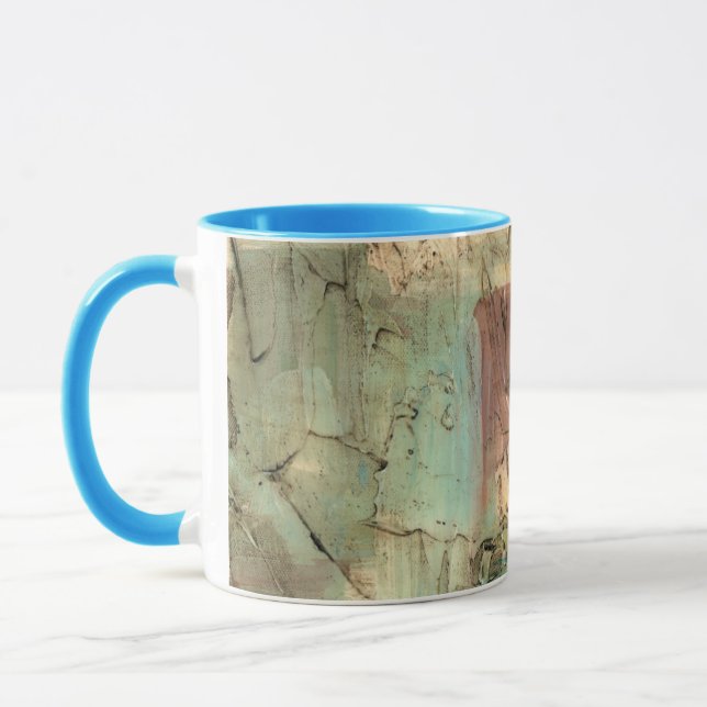 Earth Tone Painting with Cracked Surface Mug (Left)