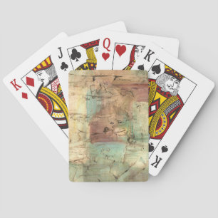 Earth Tone Painting with Cracked Surface Playing Cards