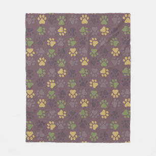 Earth tone Paw Prints Fleece Blanket
