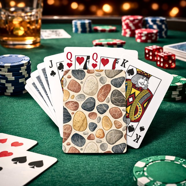 Earth Tone Pebble Tile Pattern Playing Cards (earthy tone pebble stone pattern cards)
