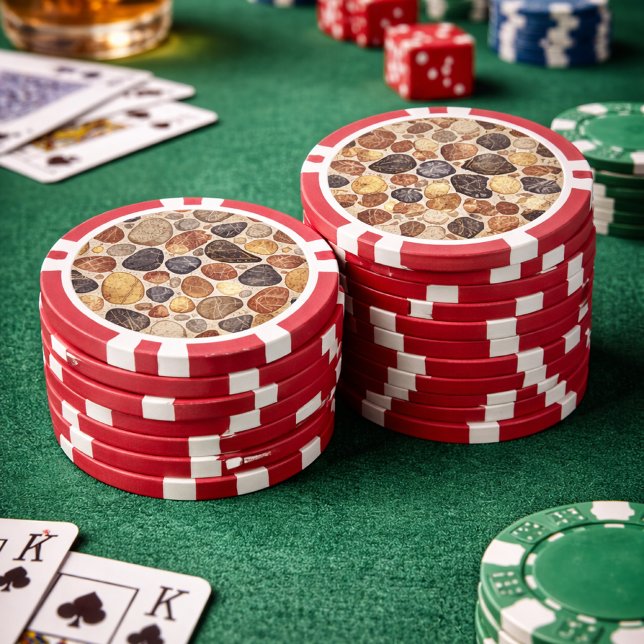 Earth Tone Pebble Tile Pattern Poker Chips (pebble poker chips)