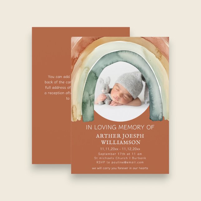 Earth Tone Rainbow Baby Funeral Invitation (Creator Uploaded)
