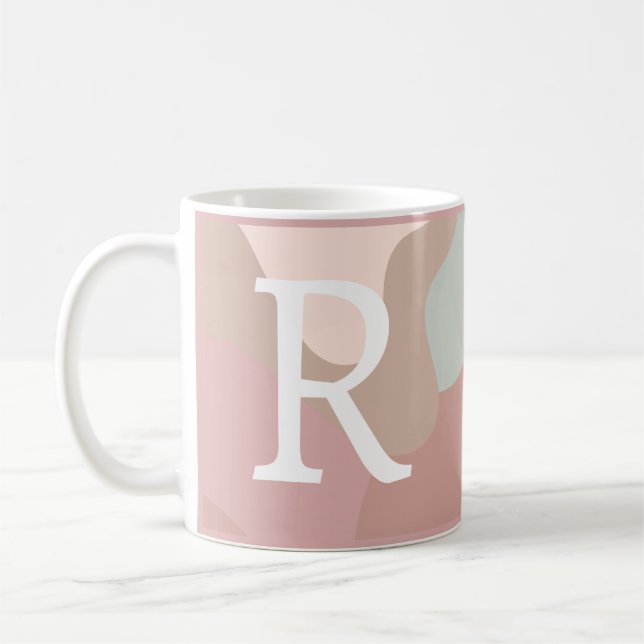 Earth Tone Shapes with Initial  Coffee Mug (Left)