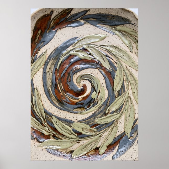 Earth Tone Spiral Abstract Poster (Front)