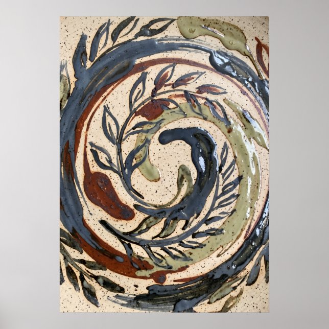 Earth Tone Spiral Botanical Poster (Front)