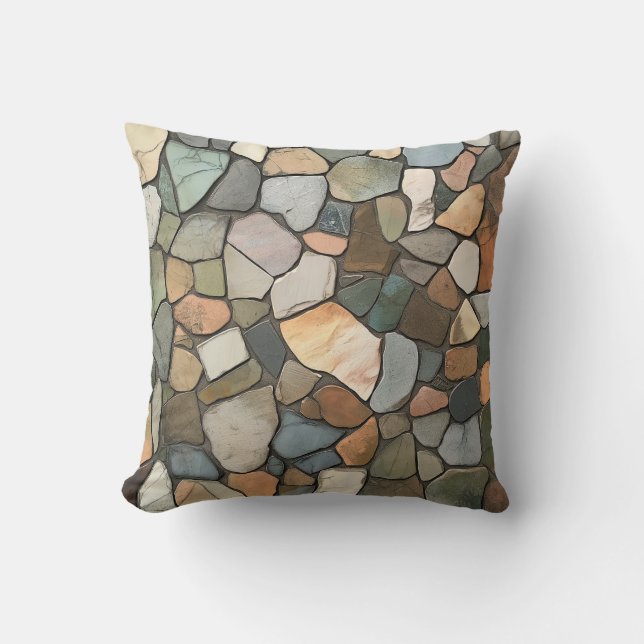 Earth Tone Stone Mosaic Pillow (Front)
