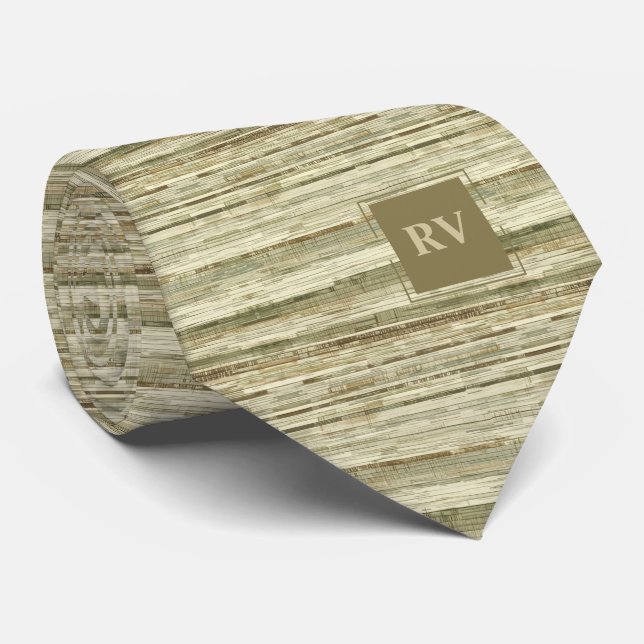 Earth Tone Stripes Monogrammed Tie (Rolled)