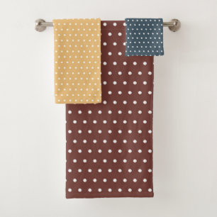 EARTH TONE TINY POLKA DOTS BATH TOWEL SET