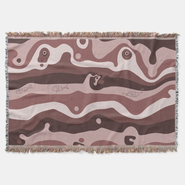 Earth-Tone Tribal Abstract Throw Blanket (Front)