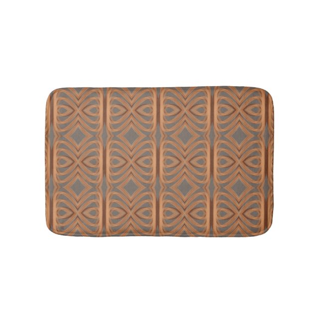 Earth Tone Tribal Ribbon Abstract Pattern Art Bath Mat (Front)