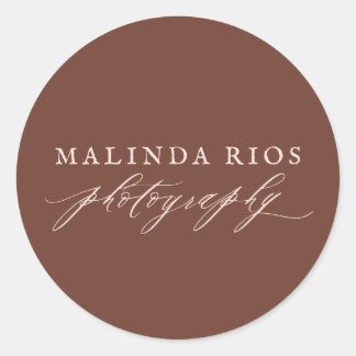 Earth Tone Vintage Blush Brown Rustic Photography Classic Round Sticker