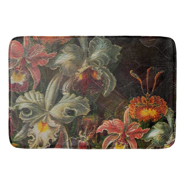 Earth Tone Vintage Flowers Bath Mat (Front)