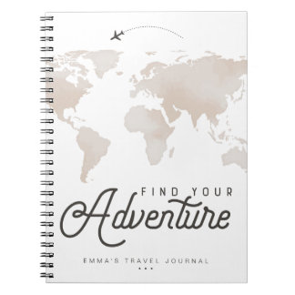 Earth Tone Watercolor Map Travel Journal Gift
