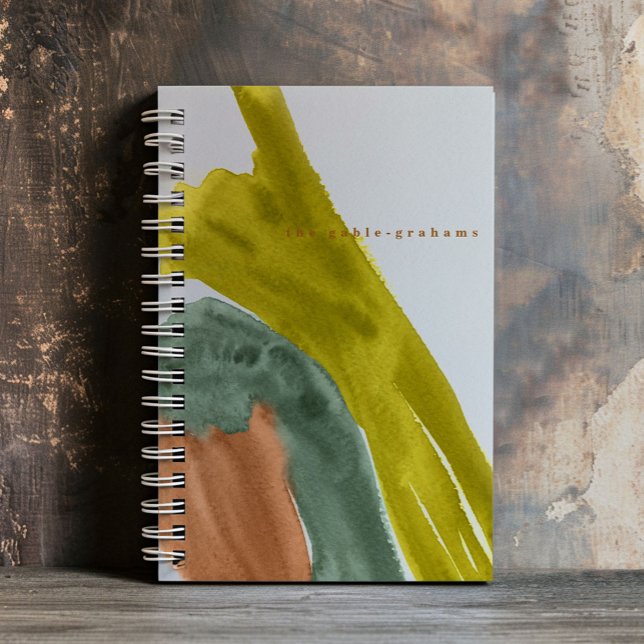 Earth Tone Watercolor Personalised Journal (Bold watercolor strokes in earth tones personalized notebook.)