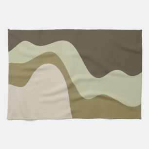 Earth Tone Waves Abstract Art Kitchen Towels