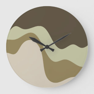 Earth Tone Waves Abstract Art Throw Pillow Large Clock