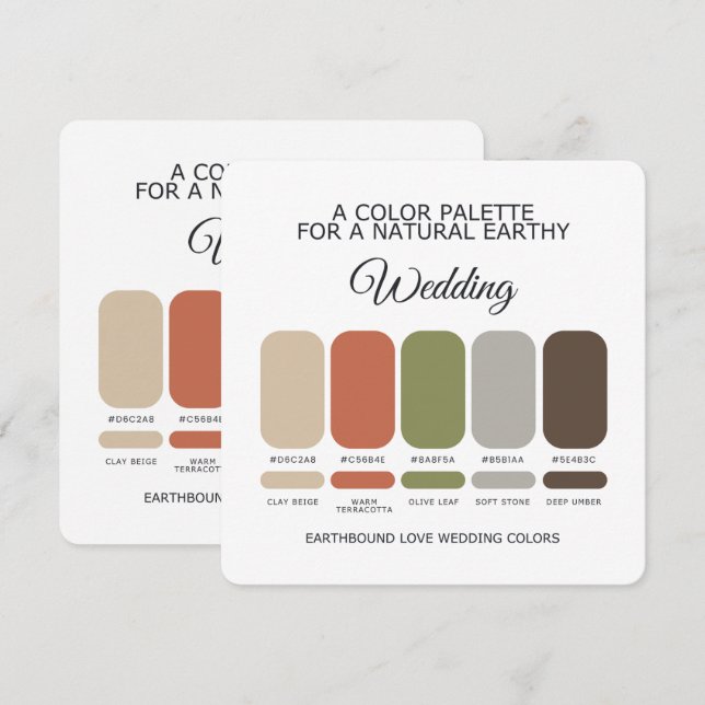Earth Tone Wedding Color Palette Card (Front/Back)