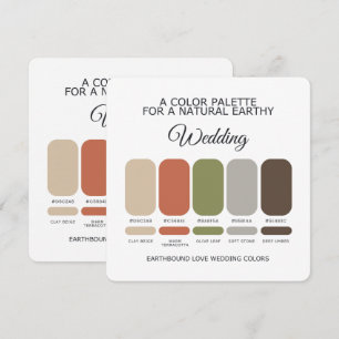 Earth Tone Wedding Colour Palette Card