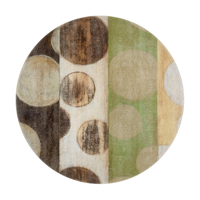 Earth Tone Wood Panel Painting with Circles Cutting Board (Front)
