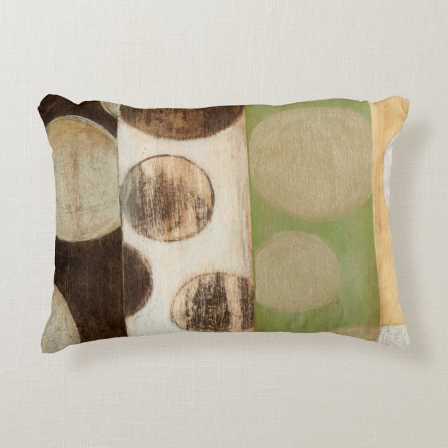 Earth Tone Wood Panel Painting with Circles Decorative Cushion (Front)