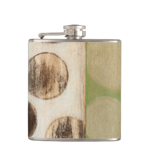 Earth Tone Wood Panel Painting with Circles Hip Flask