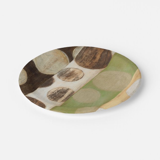 Earth Tone Wood Panel Painting with Circles Paper Plate (Angled)
