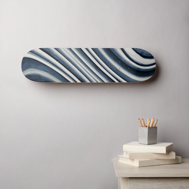 Earth Toned Blue Abstract Pattern Skateboard (Wall Art (Horz))