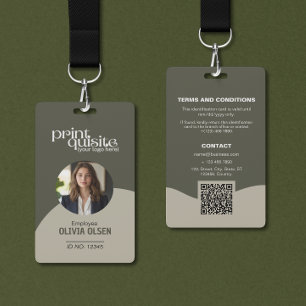 Earth Toned Event/Employee ID Card—QR Code Staff ID Badge