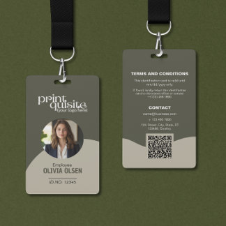Earth Toned Event/Employee ID Card—QR Code Staff ID Badge