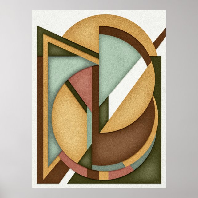 Earth-Toned Geometric Harmony Mid-Century Poster (Front)