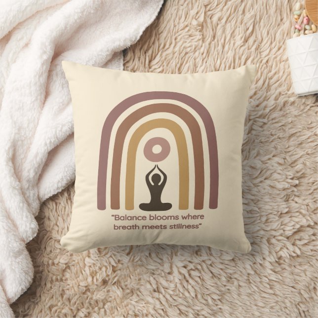 Earth-Toned Mindfulness Rainbow Yoga Design Cushion (Blanket)