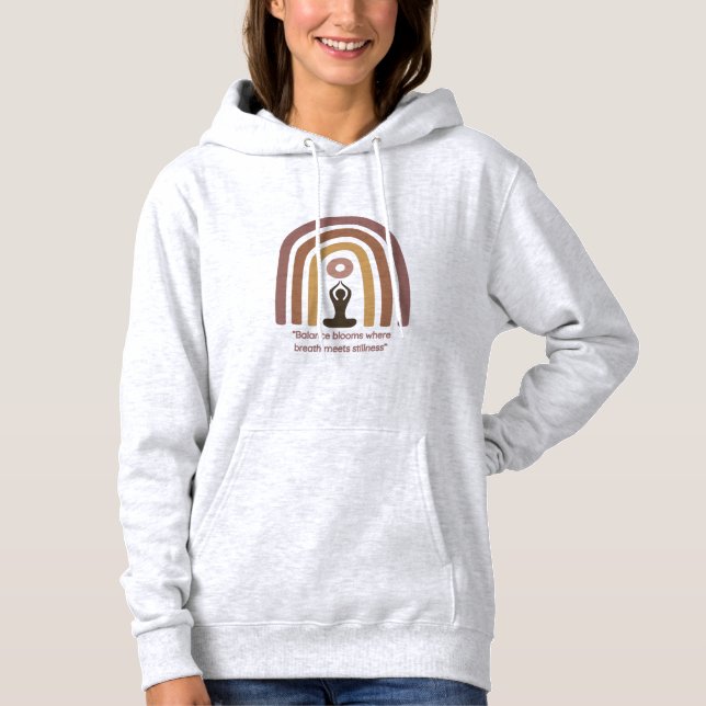 Earth-Toned Mindfulness Rainbow Yoga Design Hoodie (Front)