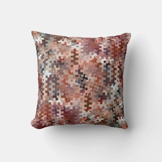 Earth Toned Multicolored Abstract Pattern Cushion (Front)