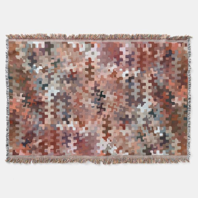 Earth Toned Multicolored Abstract Pattern Throw Blanket (Front)