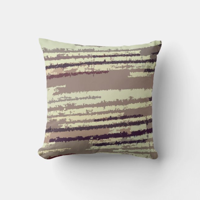 Earth Toned Multicolored Stripe Pattern Cushion (Front)