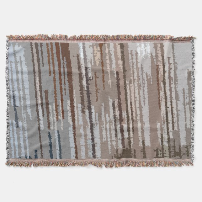 Earth Toned Multicolored Stripe Pattern Throw Blanket (Front)