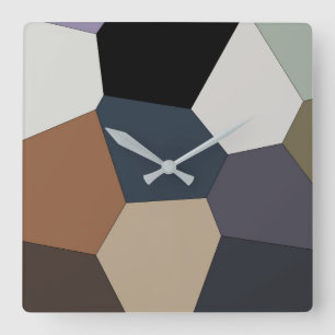 Earth Toned Pattern Square Wall Clock