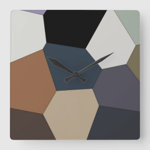 Earth Toned Pattern Square Wall Clock