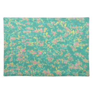 Earth Toned Pink/Green/Yellow Floral Pattern Placemat
