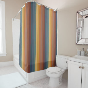 EARTH TONED VERTICAL STRIPES SHOWER CURTAIN