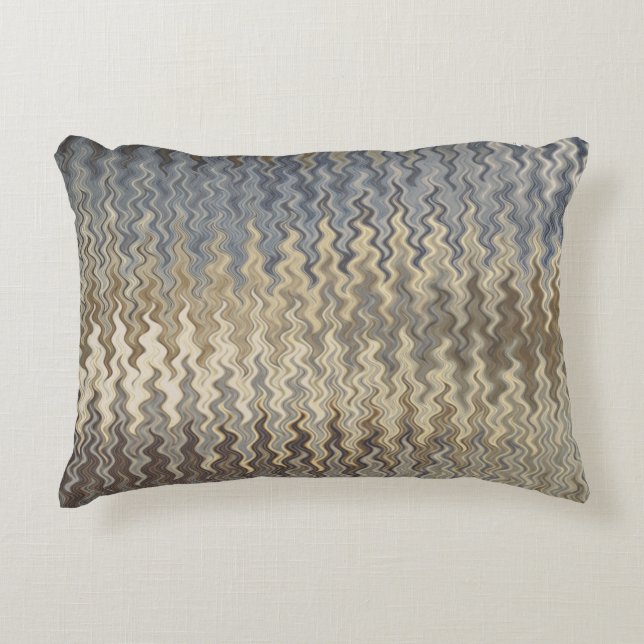 Earth Toned Wavy Pattern Decorative Cushion (Front)