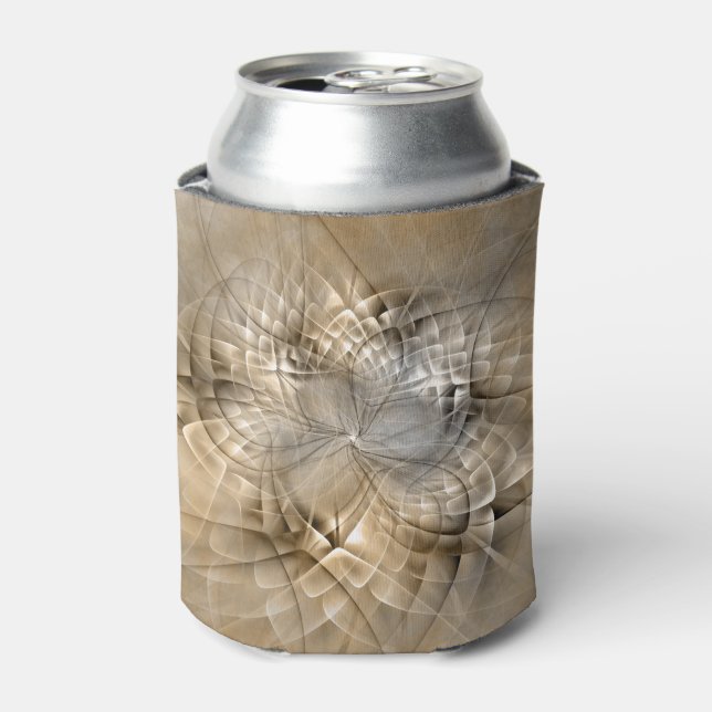 Earth Tones Abstract Modern Fractal Art Texture Can Cooler (Can Front)