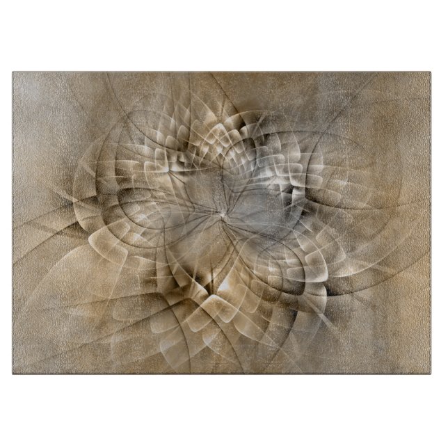 Earth Tones Abstract Modern Fractal Art Texture Cutting Board (Front)