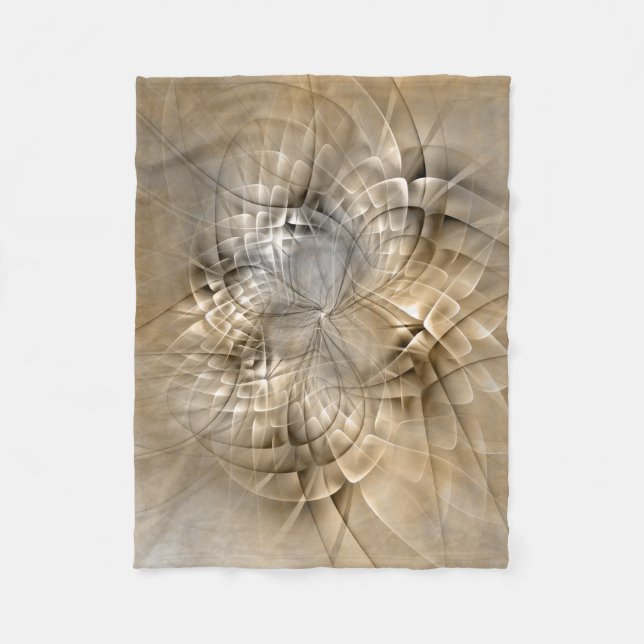 Earth Tones Abstract Modern Fractal Art Texture Fleece Blanket (Front)