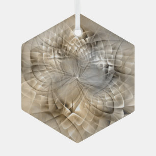 Earth Tones Abstract Modern Fractal Art Texture Glass Tree Decoration